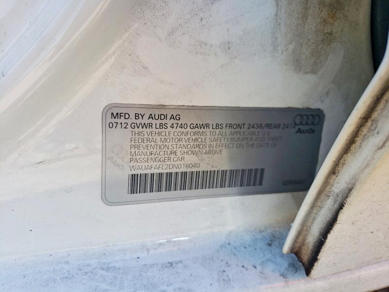 47325556 :رقم المزاد ، WAUAFAFL2DN016040 vin ، 2013 Audi A4 مزاد بيع