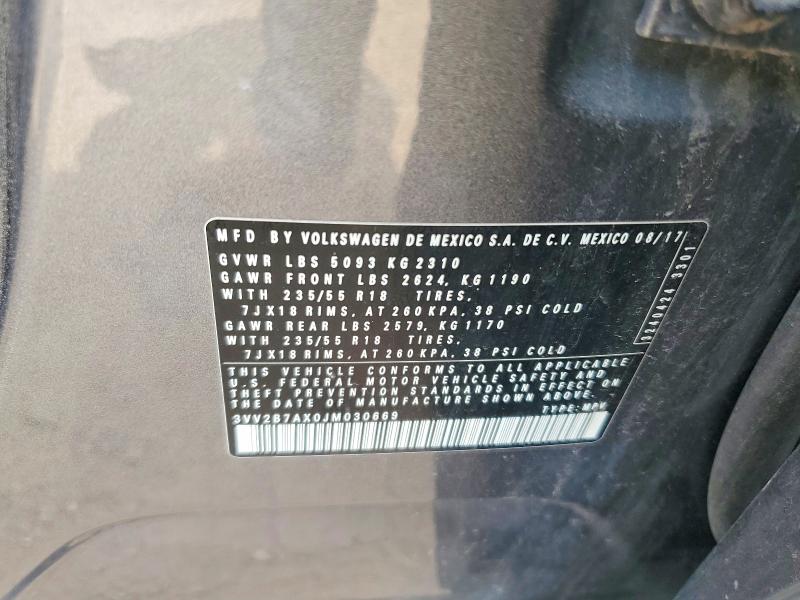 50956956 :رقم المزاد ، 3VV2B7AX0JM030669 vin ، 2018 Volkswagen Tiguan مزاد بيع