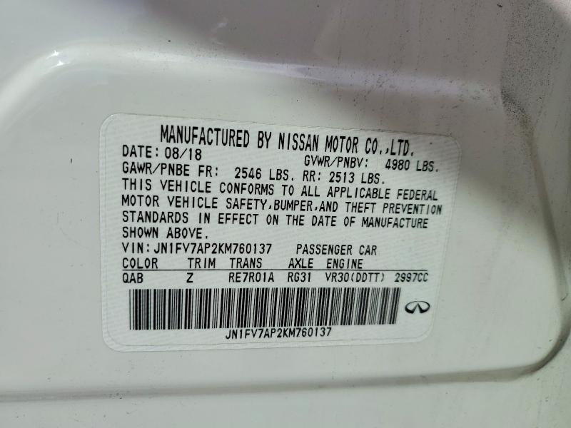 Aukcja sprzedaży 2019 Infiniti Q50, vin: JN1FV7AP2KM760137, numer aukcji: 48653726