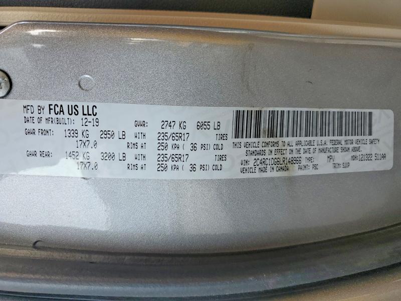 50129546 :رقم المزاد ، 2C4RC1DG6LR148966 vin ، 2020 Chrysler Voyager مزاد بيع