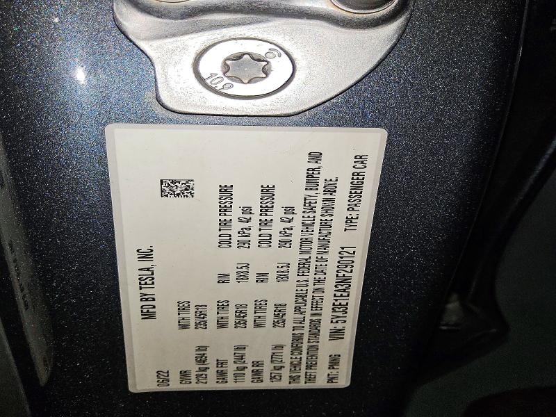 49410216 :رقم المزاد ، 5YJ3E1EA3NF290121 vin ، 2022 Tesla Model 3 مزاد بيع