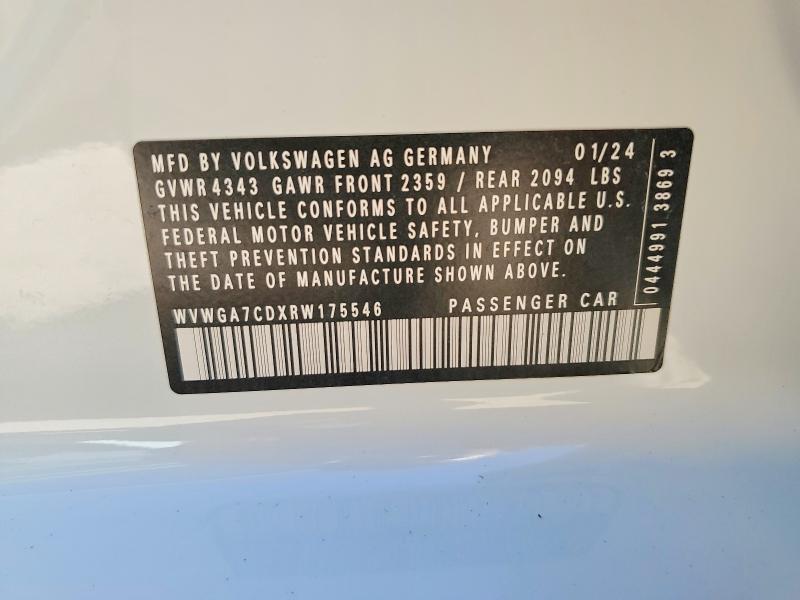 49091206 :رقم المزاد ، WVWGA7CDXRW175546 vin ، 2024 Volkswagen Gti مزاد بيع