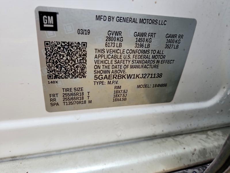 Продаж на аукціоні авто 2019 Buick Enclave, vin: 5GAERBKW1KJ271138, номер лоту: 50572736