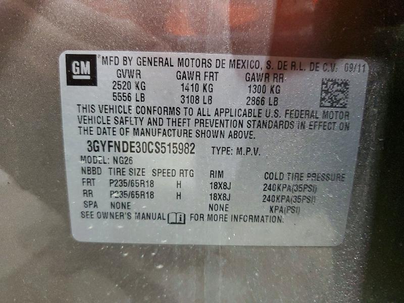 Продаж на аукціоні авто 2012 Cadillac Srx, vin: 3GYFNDE30CS515982, номер лоту: 51708326
