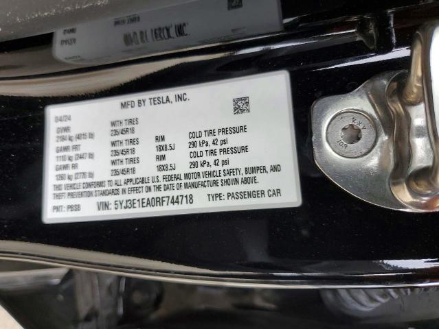 Продажа на аукционе авто 2024 Tesla Model 3, vin: 5YJ3E1EA0RF744718, номер лота: 47699836