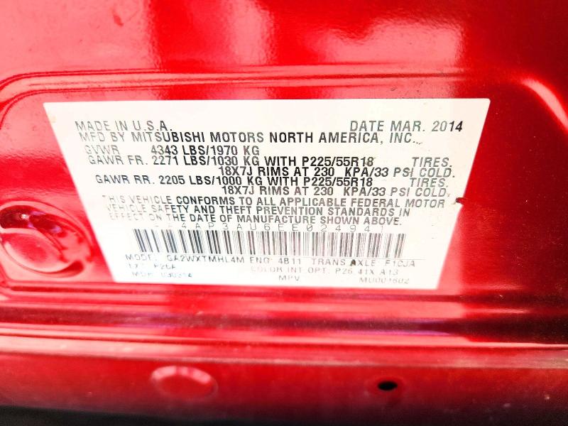 Aukcja sprzedaży 2014 Mitsubishi Outlander Sport, vin: 4A4AP3AU6EE024941, numer aukcji: 50154846