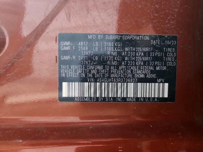 2024 Subaru Crosstrek მანქანა იყიდება აუქციონზე, vin: 4S4GUHT63R3736827, აუქციონის ნომერი: 50252286