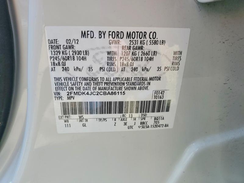 Aukcja sprzedaży 2012 Ford Edge, vin: 2FMDK4JC2CBA86115, numer aukcji: 49900586