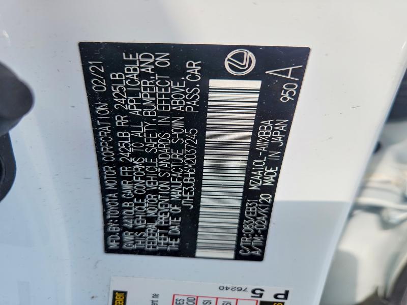 50954186 :رقم المزاد ، JTHE3JBH6M2037245 vin ، 2021 Lexus Ux مزاد بيع