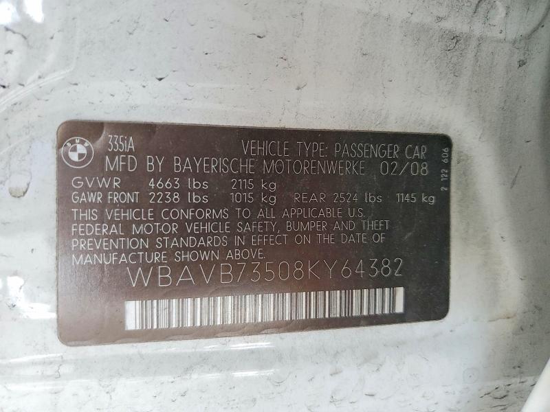 Продажа на аукционе авто 2008 Bmw 335, vin: WBAVB73508KY64382, номер лота: 50118286