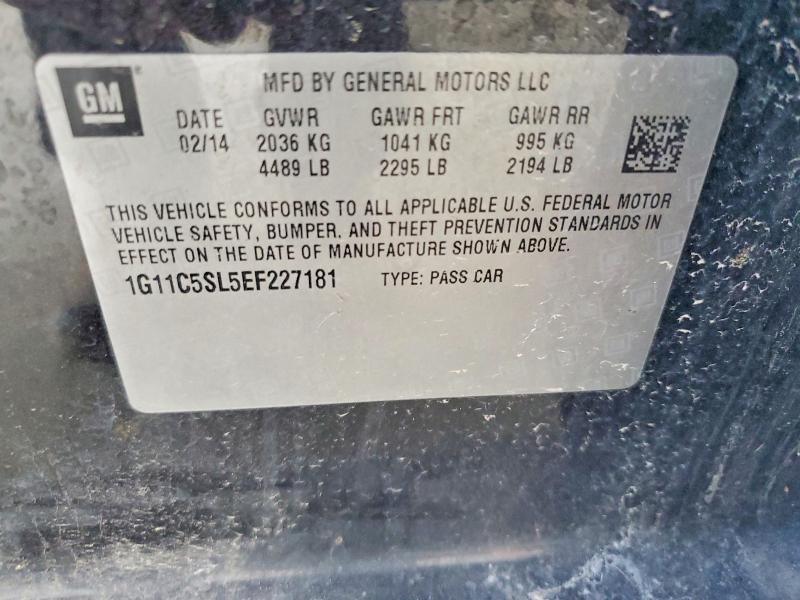 50987926 :رقم المزاد ، 1G11C5SL5EF227181 vin ، 2014 Chevrolet Malibu مزاد بيع