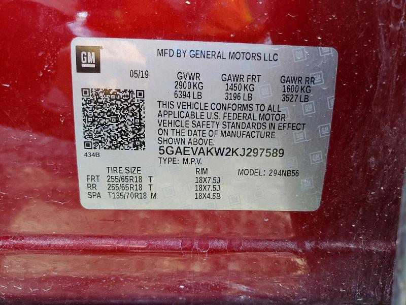 Aukcja sprzedaży 2019 Buick Enclave, vin: 5GAEVAKW2KJ297589, numer aukcji: 49252926