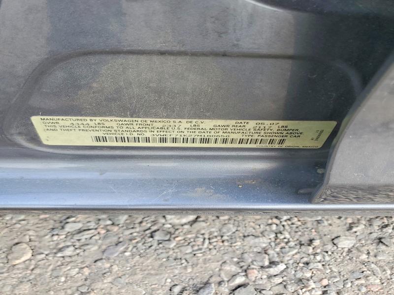 48634336 :رقم المزاد ، 3VWEF71K27M180650 vin ، 2007 Volkswagen Jetta مزاد بيع
