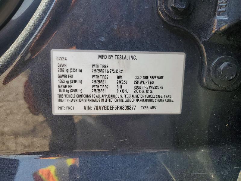 Продажа на аукционе авто 2024 Tesla Model Y, vin: 7SAYGDEF5RA308377, номер лота: 51710576