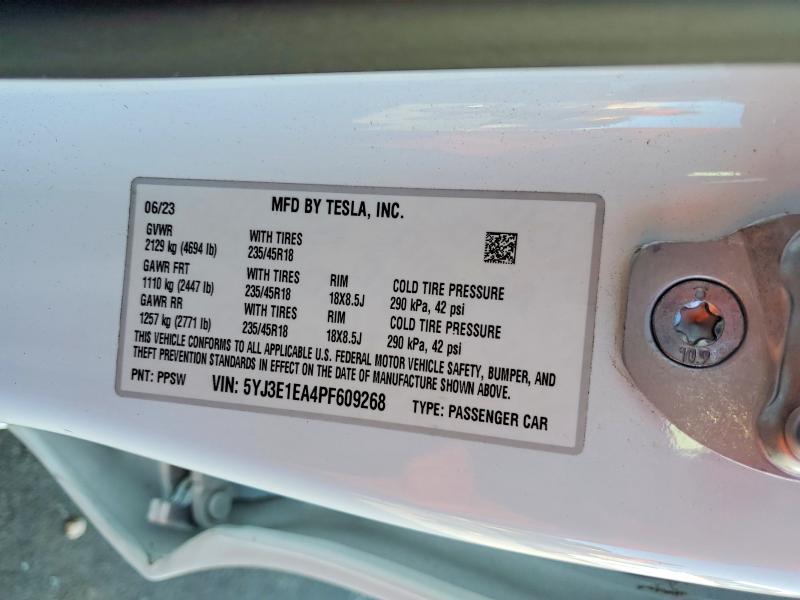 Продажа на аукционе авто 2023 Tesla Model 3, vin: 5YJ3E1EA4PF609268, номер лота: 48361826