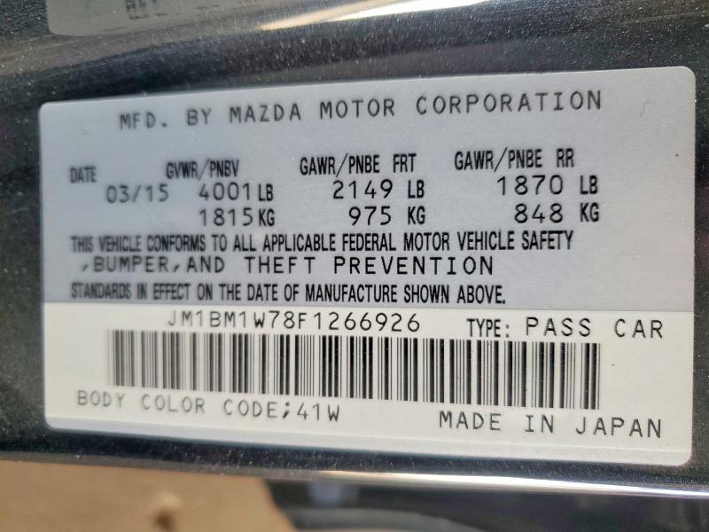 Aukcja sprzedaży 2015 Mazda 3, vin: JM1BM1W78F1266926, numer aukcji: 50793516