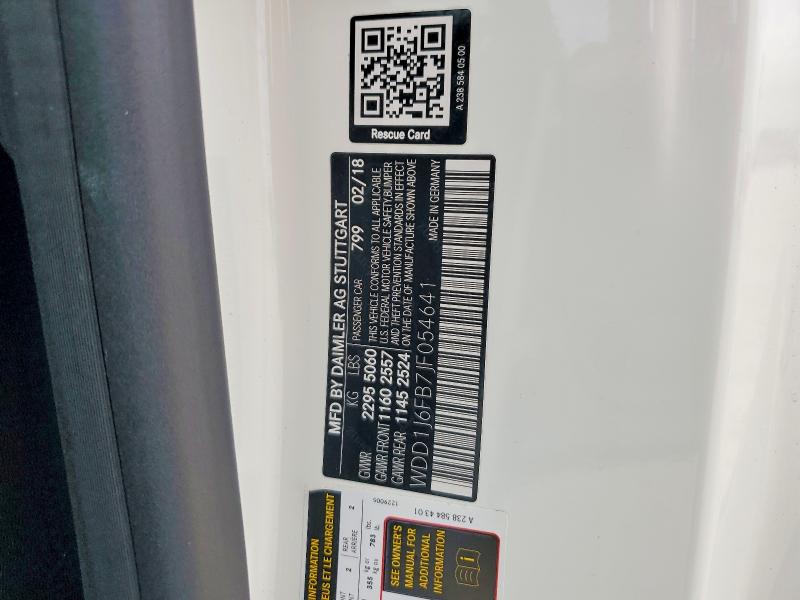 Aukcja sprzedaży 2018 Mercedes-benz E, vin: WDD1J6FB7JF054641, numer aukcji: 49475706