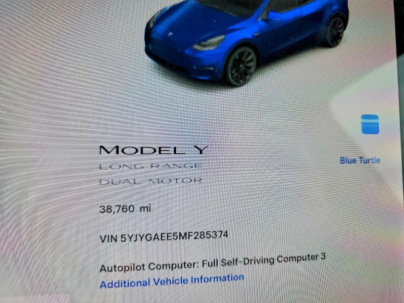 Продажа на аукционе авто 2021 Tesla Model Y, vin: 5YJYGAEE5MF285374, номер лота: 48690166