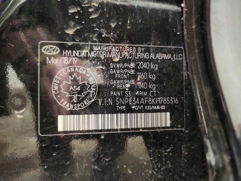 Auction sale of the 2019 Hyundai Sonata, vin: 5NPE34AF8KH785316, lot number: 48840086