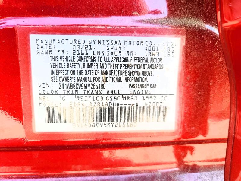 49627726 :رقم المزاد ، 3N1AB8CV9MY265180 vin ، 2021 Nissan Sentra مزاد بيع
