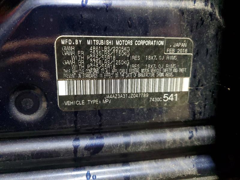 Aukcja sprzedaży 2018 Mitsubishi Outlander, vin: JA4AZ3A31JZ047789, numer aukcji: 51191976