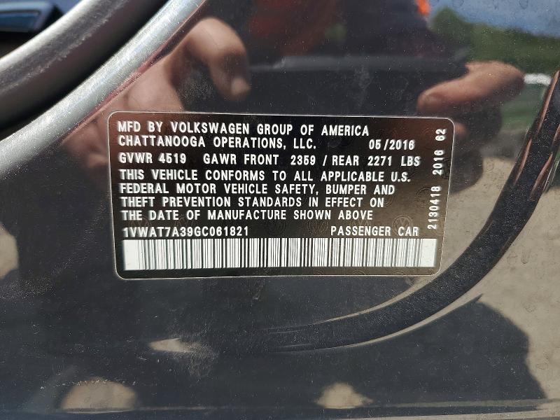 Aukcja sprzedaży 2016 Volkswagen Passat, vin: 1VWAT7A39GC061821, numer aukcji: 50575526