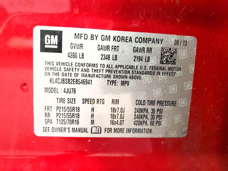 49157076 :رقم المزاد ، KL4CJBSB2EB546941 vin ، 2014 Buick Encore مزاد بيع