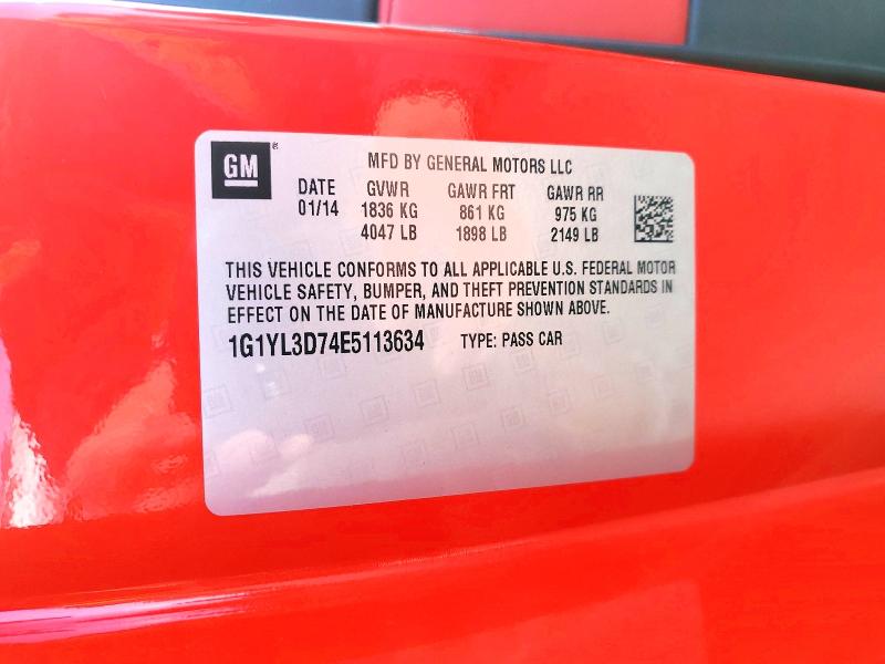 49270756 :رقم المزاد ، 1G1YL3D74E5113634 vin ، 2014 Chevrolet Corvette مزاد بيع
