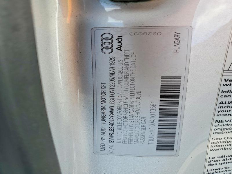 51277316 :رقم المزاد ، TRUKFAFK0A1013581 vin ، 2010 Audi Tt مزاد بيع