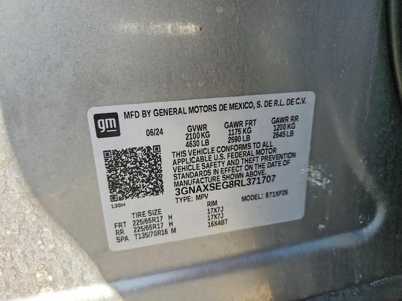 Aukcja sprzedaży 2024 Chevrolet Equinox, vin: 3GNAXSEG8RL371707, numer aukcji: 49541286