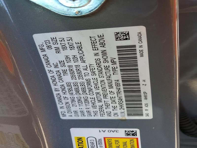 49174006 :رقم المزاد ، 2HKRS4H77RH416914 vin ، 2024 Honda Cr-v مزاد بيع