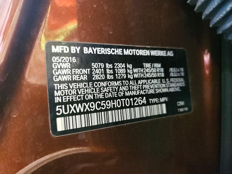 Продаж на аукціоні авто 2017 Bmw X3, vin: 5UXWX9C59H0T01264, номер лоту: 49358746