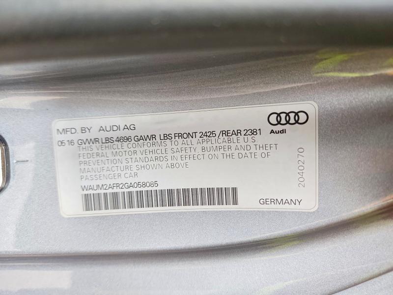 2016 Audi A5 მანქანა იყიდება აუქციონზე, vin: WAUM2AFR2GA058085, აუქციონის ნომერი: 49078486