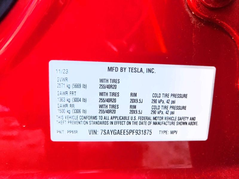 Продаж на аукціоні авто 2023 Tesla Model Y, vin: 7SAYGAEE5PF931875, номер лоту: 47879046