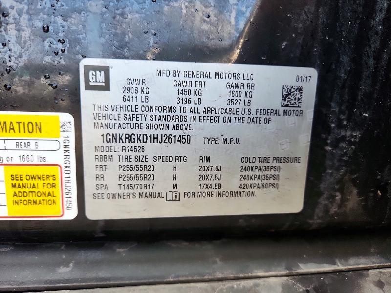 2017 Chevrolet Traverse მანქანა იყიდება აუქციონზე, vin: 1GNKRGKD1HJ261450, აუქციონის ნომერი: 50164696