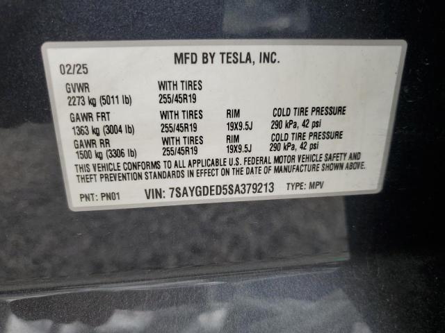 48490256 :رقم المزاد ، 7SAYGDED5SA379213 vin ، 2025 Tesla Model Y مزاد بيع