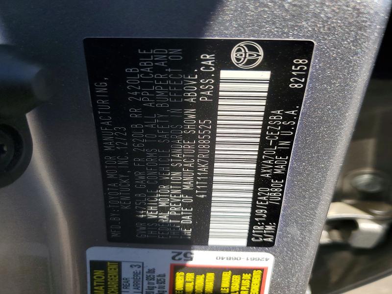 49857816 :رقم المزاد ، 4T1T11AK7RU885525 vin ، 2024 Toyota Camry مزاد بيع