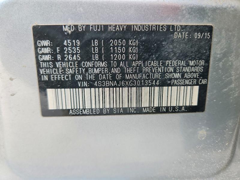 48926906 :رقم المزاد ، 4S3BNAJ6XG3013544 vin ، 2016 Subaru Legacy مزاد بيع