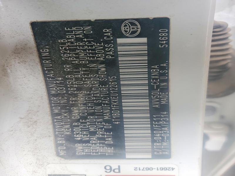2014 Toyota Camry Hybrid მანქანა იყიდება აუქციონზე, vin: 4T1BD1FKXEU122615, აუქციონის ნომერი: 48415456
