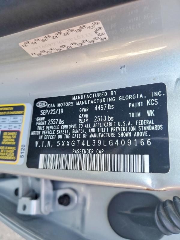 48857876 :رقم المزاد ، 5XXGT4L39LG409166 vin ، 2020 Kia Optima مزاد بيع