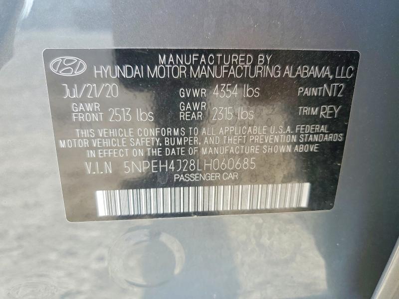 2020 Hyundai Sonata მანქანა იყიდება აუქციონზე, vin: 5NPEH4J28LH060685, აუქციონის ნომერი: 50799116