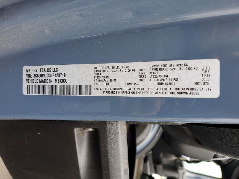 49410086 :رقم المزاد ، 3C6URVJG3LE128719 vin ، 2020 Ram Promaster 3500 مزاد بيع