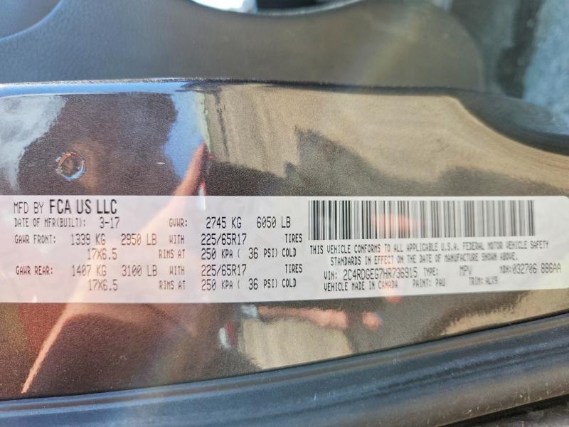 2017 Dodge Grand Caravan მანქანა იყიდება აუქციონზე, vin: 2C4RDGEG7HR736915, აუქციონის ნომერი: 50724616
