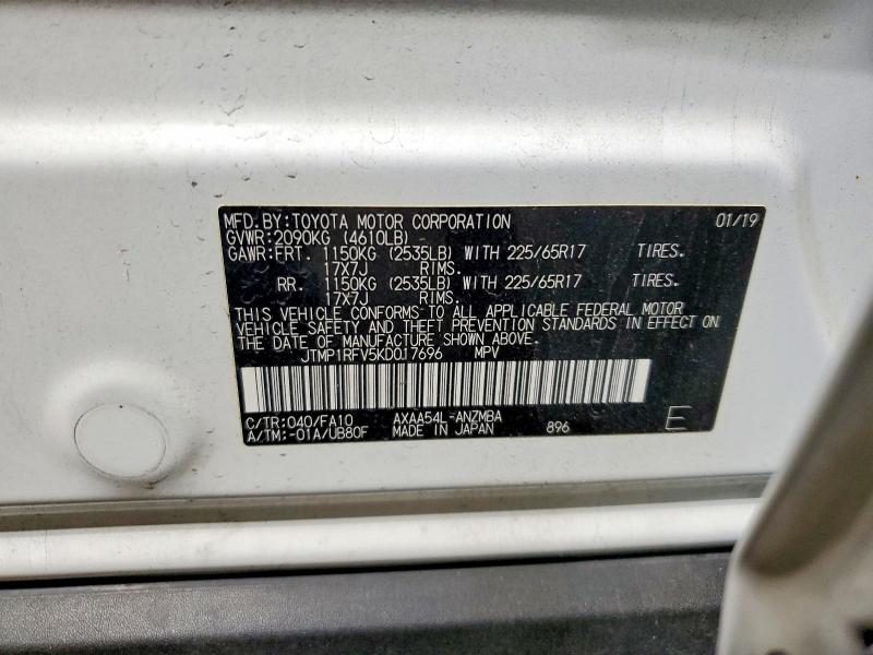 Продажа на аукционе авто 2019 Toyota Rav4, vin: JTMP1RFV5KD017696, номер лота: 51895526