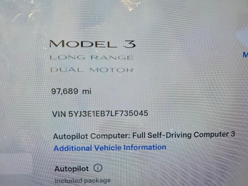 Aukcja sprzedaży 2020 Tesla Model 3, vin: 5YJ3E1EB7LF735045, numer aukcji: 51146106