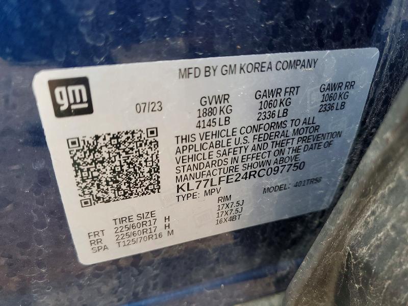 Продажа на аукционе авто 2024 Chevrolet Trax, vin: KL77LFE24RC097750, номер лота: 50166436