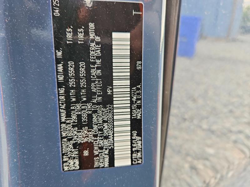 2025 Toyota Grand Highlander მანქანა იყიდება აუქციონზე, vin: 5TDAAAB59SS086232, აუქციონის ნომერი: 48331656
