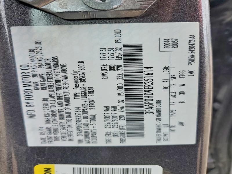 50669996 :رقم المزاد ، 3FA6P0HD9ER351614 vin ، 2014 Ford Fusion مزاد بيع