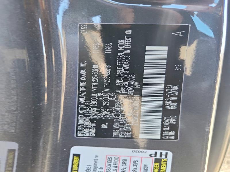50681466 :رقم المزاد ، 2T2GKCEZ1NC004911 vin ، 2022 Lexus Nx مزاد بيع