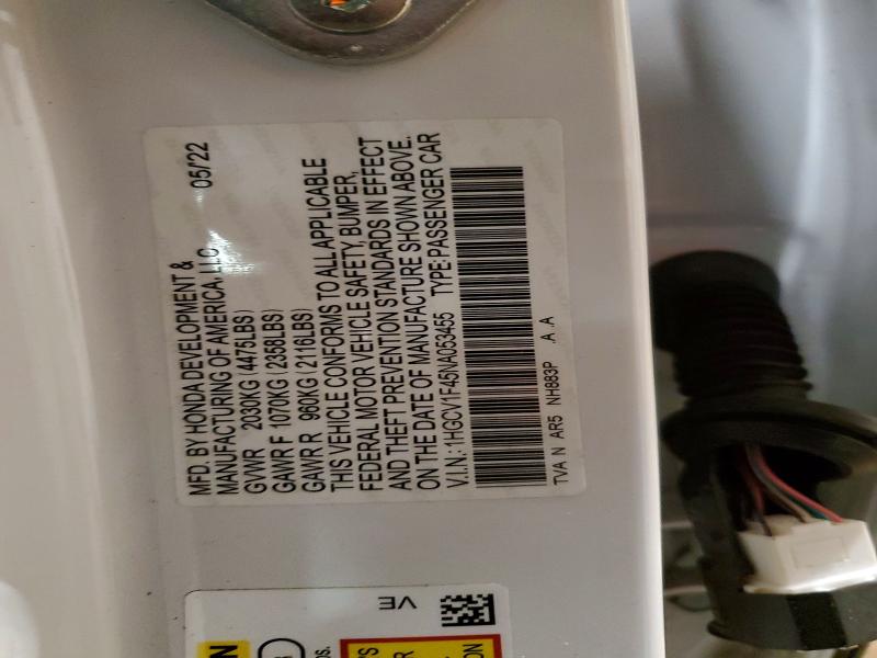 Aukcja sprzedaży 2022 Honda Accord, vin: 1HGCV1F45NA053455, numer aukcji: 47773656